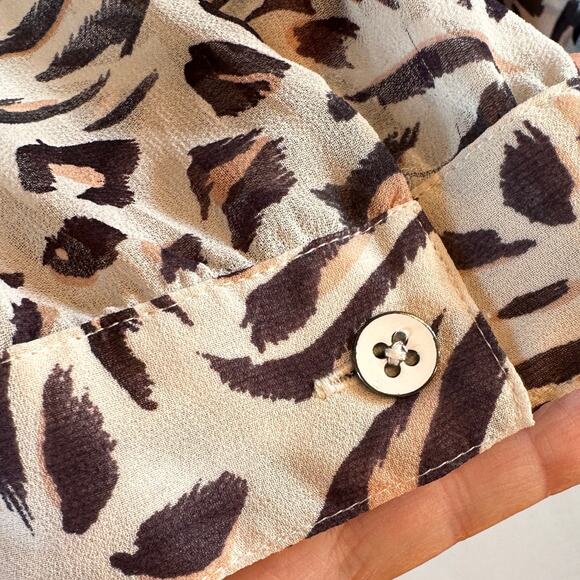 CAbi XL Animal Print Blouse – Y2K Sheer Layered Vibe, Button Cuffs - Picture 5 of 5